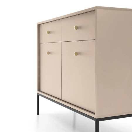 Kommode mit Schubladen Mono 104 cm Beige Minimalistisches Design stilvoller goldener Griff schlichte Form mit metallischen Elementen