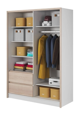 Schiebeschrank Cento 154 cm weiß / Eiche sonoma modernes Design Kleiderschrank ideal für Schlafzimmer Kleiderschrank oder Flur