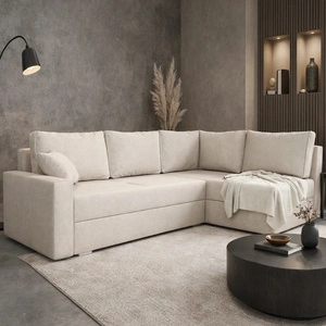 Ecksofa mit Schlaffunktion Nofi hellbeige rechts modernes Design ein schlichter und stilvoller Korpus, der in jede Einrichtung passt