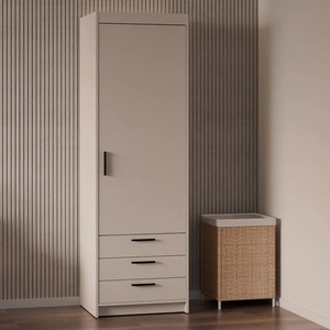 Kleiderschrank Rene 60 cm beige sand modernes Design und ABS Einfassung idealer Kleiderschrank für Schlafzimmer geräumige Schubladen