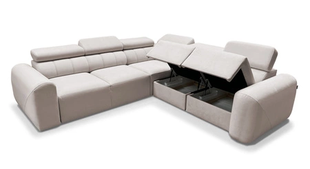 Ecksofa mit Schlaffunktion Cantare III Lachs rechte Ecke komfortables und stilvolles Ecksofa für das Wohnzimmer zwei Container für Bettzeug