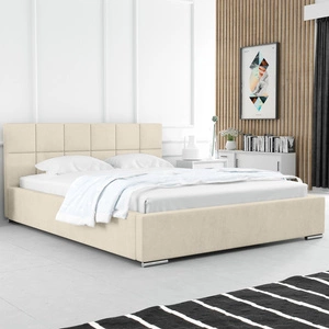 Polsterbett Costa 160x200 beige stilvolles Bett mit Bettzeugablage komfortables Kopfteil besticht durch sein elegantes Design