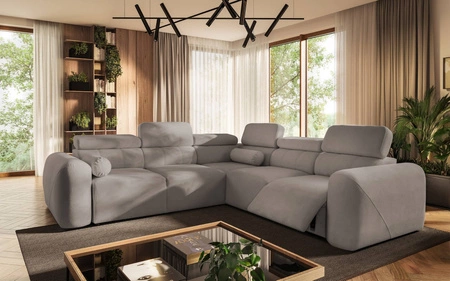 Ecksofa mit Schlaffunktion Cantare III Lux grau Esche rechtshändig stilvolles und bequemes Ecksofa für das Wohnzimmer mit hochklappbarem Fußteil