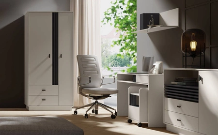 Regal Estan 140 cm beige / anthrazit modernes Möbeldesign hochwertige Regalkante mit Spezialfurnier verarbeitet