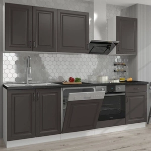 Küchenmöbel-Set Silber 250 cm Schränke sehen in klassischen und modernen skandinavischen Interieurs großartig aus