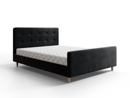 Polsterbett Isara 180x200 schwarz mit Stauraum im modernen skandinavischen Stil mit markantem Kopf- und Fußteil