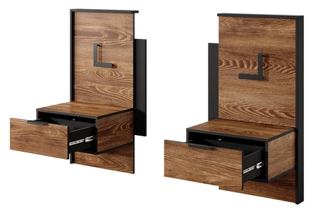 Dover Nachttische Kastanie/Anthrazit mit Schublade moderne Möbelform LED-Beleuchtung idealer Schlafzimmerschrank