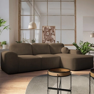 Ecksofa mit Schlaffunktion Arbon braun rechte Ecke modernes Design mit markanter Form weicher Stoff