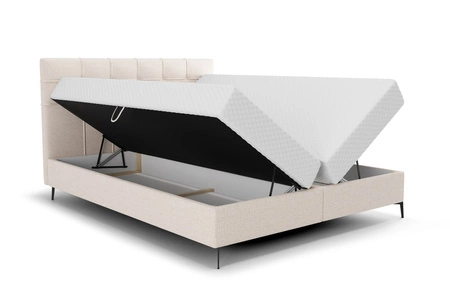 Boxspringbett Irvine 140x200 beige Stilvolles Bett mit Bettzeugablage und hohem Kopfteil besticht durch sein elegantes Design