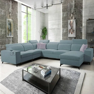 Ecksofa mit Schlaffunktion Kelly Sleek VIII Arctic blau rechts stilvolle Ecksofa für Wohnzimmer bietet Komfort beim Entspannen