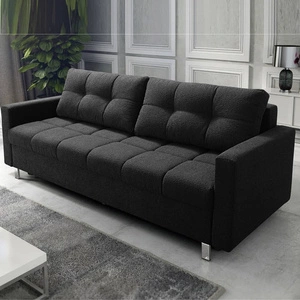 Sofa mit Schlaffunktion Bilbao schwarz modernes Design und breiter Funktionsstoff mit charakteristischer Schlingenoberfläche