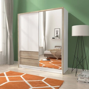 Schiebeschrank Cento 184 cm weiß / Eiche sonoma modernes Design Kleiderschrank ideal für Schlafzimmer Kleiderschrank oder Flur