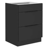 Stehender Küchenschrank mit Schubladen Schwarz 60 D 3S BB Metallkante Griffe Feuchtigkeit und Beschädigung beständig Schrank 