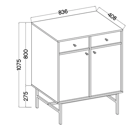 Schubladenkommode Kioto III 84 cm schwarz graphit ideale Kommode für Wohn- oder Schlafzimmer im modernen Stil goldener Metallrahmen