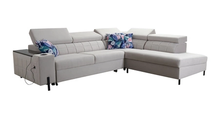 Ecksofa mit Schlaffunktion Belvi III oliv rechts bequemes und elegantes Ecksofa für das Wohnzimmer mit praktischem Stauraum an der Seite