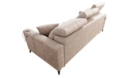 Sofa mit Schlaffunktion Laredo dunkelbeige komfortables und stilvolles Wohnzimmersofa mit verstellbaren Kopfstützen weicher Veloursstoff