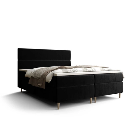 Boxspringbett Bing 160x200 schwarz im modernen skandinavischen Stil mit markantem Kopfteil
