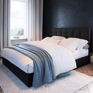 Boxspringbett Kingston 140x200 schwarzes Bett im modernen skandinavischen Stil mit Kopfteil aus Kristallen