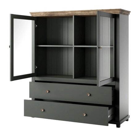 Evora 126 cm hohe Kommode Flasche grün / Eiche lefkas wird Liebhaber von ausdrucksstarken Interieurs ideal für das Wohnzimmer oder Esszimmer begeistern