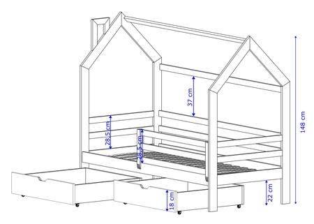 Dale Holzbett 90x200 cm weiß modernes Design Kinderbett aus massivem Kiefernholz Kinderbetten Haus