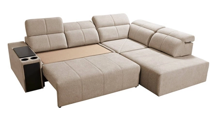 Ecksofa mit Schlaffunktion Tesalia VII graue Esche rechte Ecke modernes Design komfortable Schiebelehne Schublade in der Seite des Möbels
