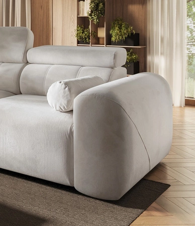 Ecksofa mit Schlaffunktion Cantare II Lux beige links bequemes Ecksofa für Wohnzimmer mit Lift Fußstütze weicher Stoff