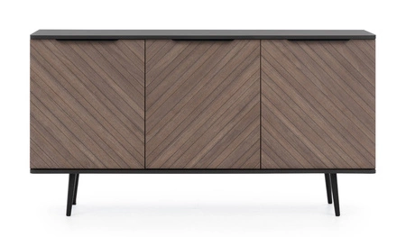 Tullio Möbelset schwarz graphit / Kapitänsdeck elegante Wohnwand mit interessanten Designkantengriffen