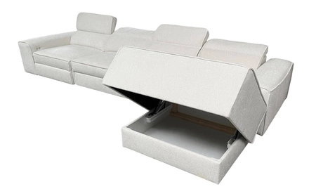 Ecksofa mit Schlaffunktion Viano XII Lux grün rechtsseitiges Designer-Ecksofa für das Wohnzimmer mit komfortablem ausziehbarem Fußteil