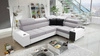 Ecksofa mit Schlaffunktion Dafni II Esche grau / weiß rechtwinklig geflochtenes Ecksofa mit Bettzeugschublade in der Seitenwand