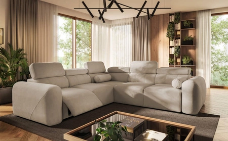 Ecksofa mit Schlaffunktion Cantare III Lux beige linke Seite stilvolles und bequemes Ecksofa für Wohnzimmer mit Lift Fußstütze