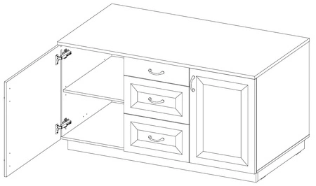Kommode Style 150 cm Eiche artisan / grau graphit utilitaristische und funktionelle Kommode Metallgriffe stilvoll gefräste Fronten