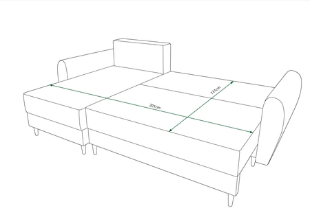 Ecksofa mit Schlaffunktion Rovigo schwarz links elegantes Ecksofa in skandinavischer Form großes Bettzeugfach
