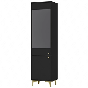 Vitrine Kioto I 52 cm schwarz graphit stilvolles Design sichere Vitrine aus gehärtetem Glas auf einem Metallsockel