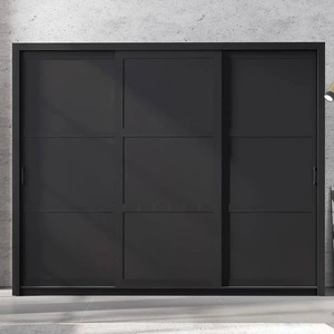 Schiebeschrank Parma 255 cm schwarz modernes Design ABS-Finish und Aluminium-Türführungen