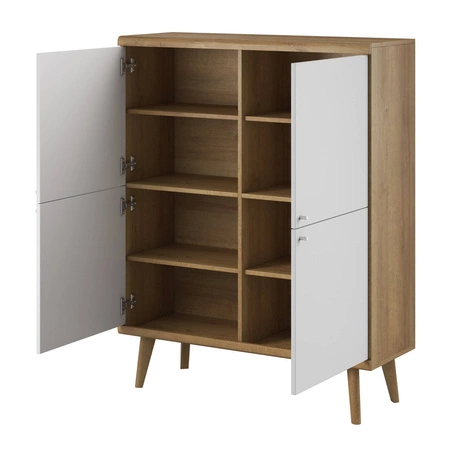 Primo 107 cm Eiche riviera / weiß modernes Design im skandinavischen Stil Kommode umrandet mit speziellem ABS-Furnier