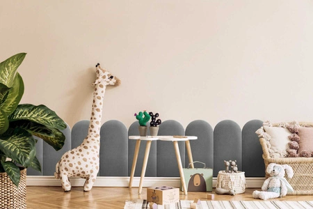 Wally gepolstertes Paneel 30x80 cm hellgrau stilvolles Wandpaneel Zaun Veloursstoff modisches Finish für jede Einrichtung