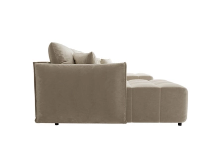 Ecksofa mit Schlaffunktion Oroso U beige Bettzeugcontainer weicher Samtstoff mit hydrophober Beschichtung dekorative Steppung