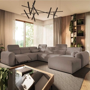 Ecksofa mit Schlaffunktion Cantare VIII Lux dunkelbeige rechts Designer Ecksofa mit elektrischer Fußstütze