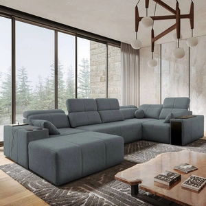 Ecksofa mit Schlaffunktion Tesalia IV grau links komfortables Ecksofa für das Wohnzimmer mit innovativer Schiebefunktion der Rückenlehne