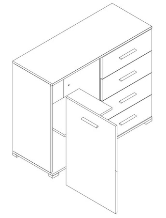 Kommode Sand 100 cm weiß modernes Möbeldesign Kommodenkanten mit speziellem ABS-Furnier verarbeitet