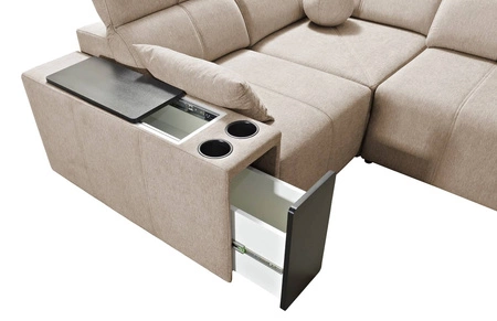 Ecksofa mit Schlaffunktion Tesalia II Lux grün links komfortables Ecksofa mit verschiebbarer Rückenlehne und ausziehbarer Fußstütze