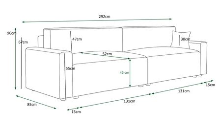 Klappsofa Brandon XL Bis heather modernes Design dreidimensionalen Stoff mit ausdrucksvollen Streifen Bettzeugbehälter