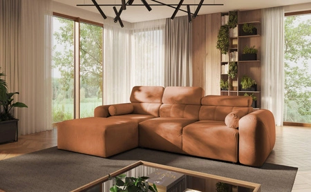 Ecksofa mit Schlaffunktion Cantare ziegelrot linke Ecke funktionelles und bequemes Ecksofa mit modernem Design Plüschstoff