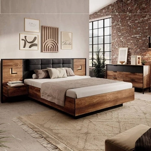 Dover Schlafzimmermöbel Set Kastanie / Anthrazit Original Design Schlafzimmermöbel Set Vollauszug Schubladensystem