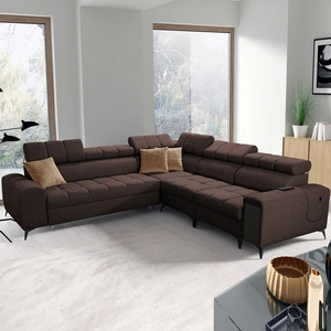 Ecksofa mit Schlaffunktion Bolmso III braun rechtsseitig Ecksofa mit Bettzeugschublade mit Vollauszug in der Möbelseite