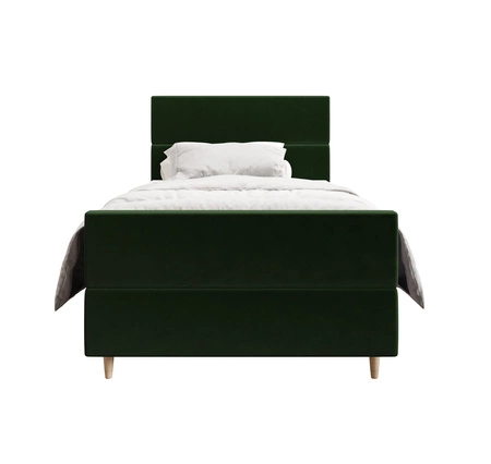 Boxspringbett Benet 100x200 flaschengrün im modernen skandinavischen Stil mit gepolstertem Kopf- und Fußteil Bett mit Staukasten