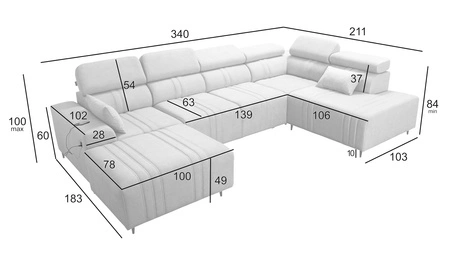 Ecksofa mit Schlaffunktion Castel VI grau-braun links komfortables und elegantes Ecksofa mit zwei Bettkästen