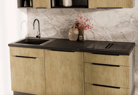 Küchenmöbel Set Corsico 180 cm elegante Küchenschränke in trendigen und natürlichen Farben ideales Set für eine kleine Küche