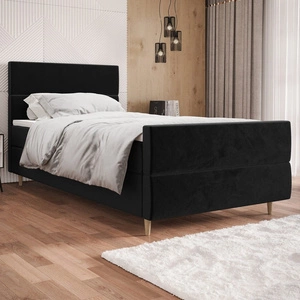 Boxspringbett Benet 100x200 schwarz im modernen skandinavischen Stil mit gepolstertem Kopf- und Fußteil Bett mit Staukasten