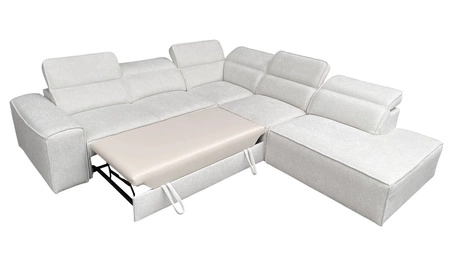 Ecksofa mit Schlaffunktion Viano IX grau Esche rechts stilvolles Ecksofa mit Bettzeugcontainer ideales Möbelstück für ein großes Wohnzimmer